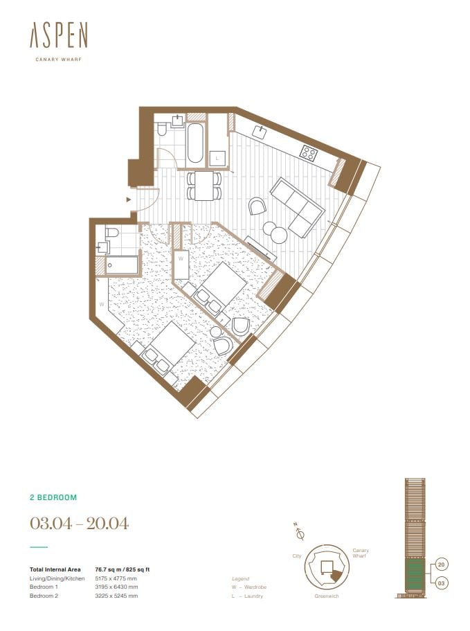 Aspen, Consort Place, Marsh Wall 2 bedroom apartment for sale London, E14